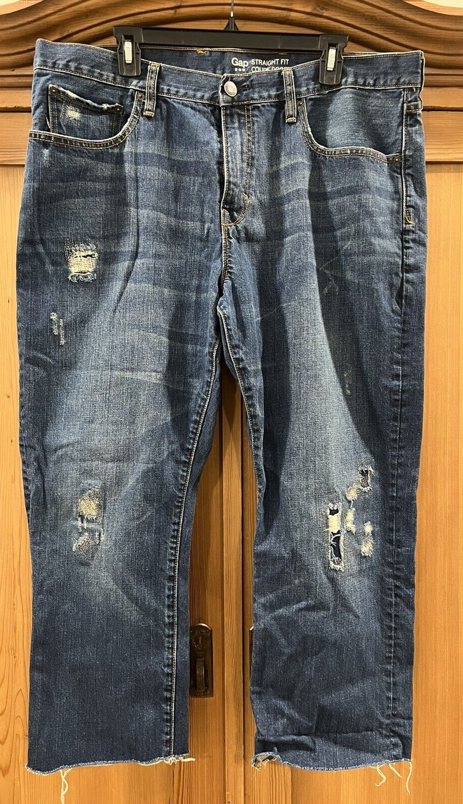 GAP Men's Straight Leg Distressed Patchwork Cotto… - image 5