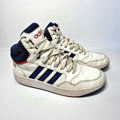 Adidas Hoops 3.0 Größe UK 5,5 weiß/blau Leder High Top Sneaker