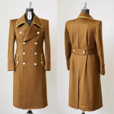 Herrenmantel Tweed-Stoff Gelbe Jacke Blazer Winter Business Freizeit Custom - Bild 1 von 4