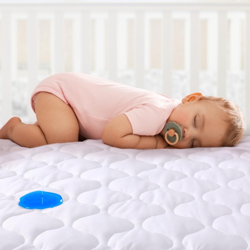Waterproof Crib Mattress Protector, Quilted Crib Mattress Pad Cover Soft 
