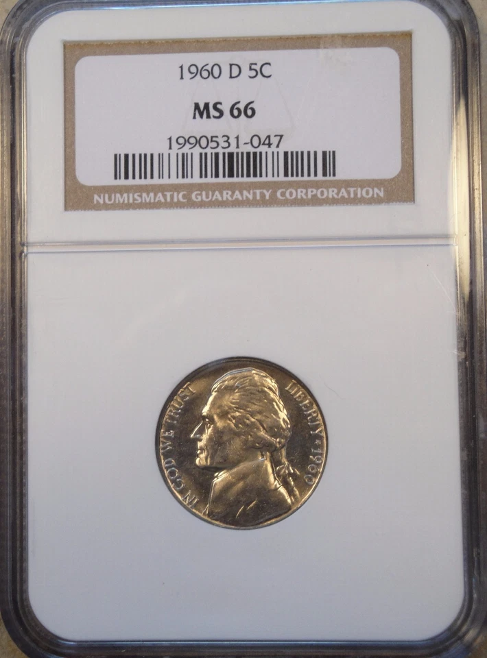1960-D Jefferson Nickel 5c NGC Certified MS66 - Image 3 of 4