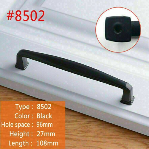 Zinc Kitchen Cabinet Handles Drawer Bar Handle Pull Knobs 96MM 128MM Matt Black - Picture 18 of 24