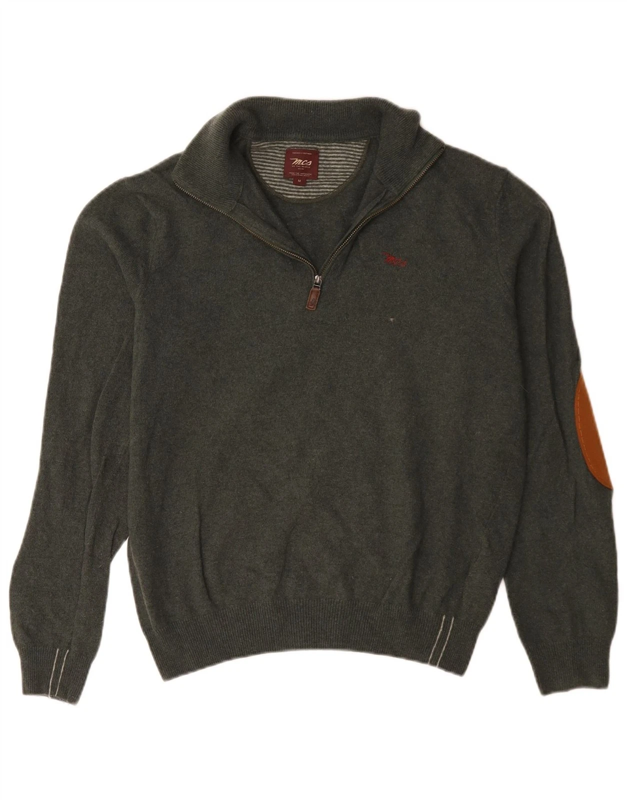 Marlboro Classics Mens Zip Neck Jumper Sweater Medium Green Wool BY23