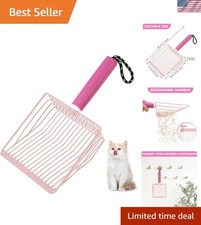 Elegant Pink Cat Litter Scoop with 2-in-1 Detachable Handle   Effortless Cleanup