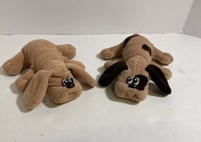 2 POUND PUPPIES Brown Tan 1985 Tonka Plush Stuffed Animal Puppy Newborns