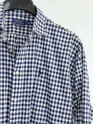 Polo Ralph Lauren Women’s Sz 14 Gingham Boyfriend Fit Button Up Shirt Navy White - Picture 3 of 7