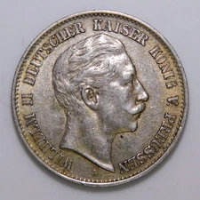 ~KEY DATE~ 1892-A Germany Prussia 2 Mark Silver William II I945