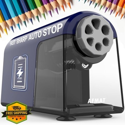 AFMAT Rechargeable Electric Pencil Sharpener 6 Holes Blue Heavy Duty