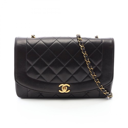 CHANEL Matelasse Diana Flap Shoulder Bag A01165 Lamb leather Black Used GHW CC