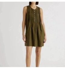 Quince European Linen Sleeveless Swing Green Martini Olive Dress Small