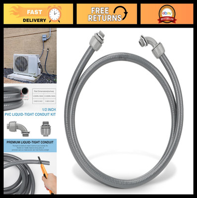 Flexible PVC Electrical Conduit Kit 1/2 Inch 6 Ft Liquid Tight with Connectors