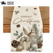 Elegant 13x120 Inch Polyester Table Runner for Christmas and Winter Festivities