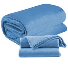 Kuscheldecke flauschig 150 x 200 cm Fleecedecke Tagesdecke Wohndecke Blau