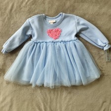 New Cat  Jack Tutu Dress Blue Pink Heart Accent Long Sleeve 18M Girls