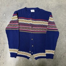 Vintage 60s Jersild Orlon Acrylic Fair Isle Nordic Cardigan Sweater