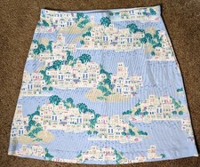 J Jill Coastal Skirt Travel Vacation Pull On Side Pockets Seaside Village Sz Med