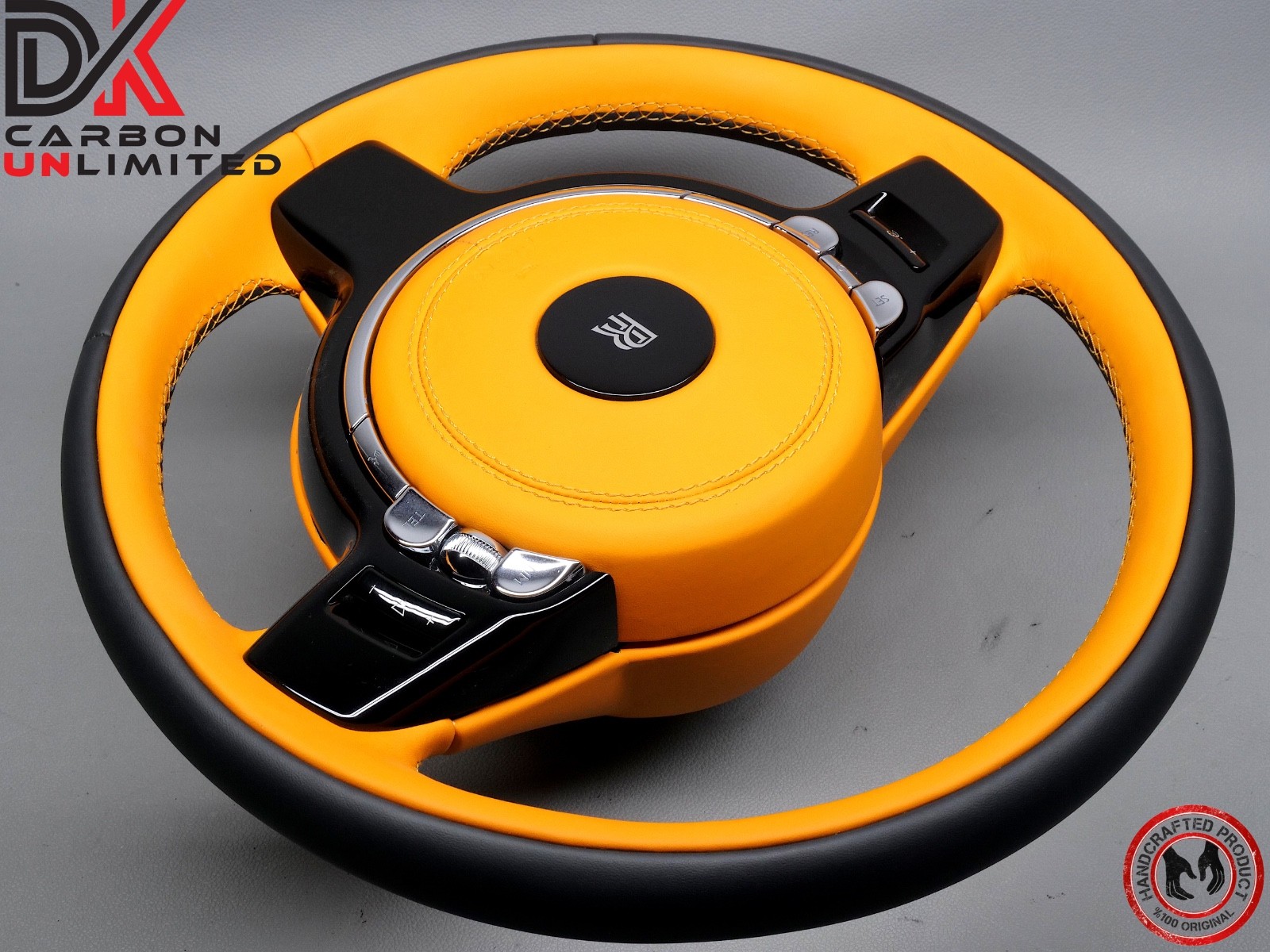 Rolls Royce Dawn Wraith Thick Rimmed 2 Tone Black & Mandarin Napa Steering Wheel