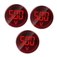 3pcs Digital Display AC Voltage Indicator, 22mm Round Head LED Voltage Red
