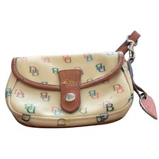 Rare 1980s Dooney & Bourke Rainbow Monogram Cream Wristlet Made in USA