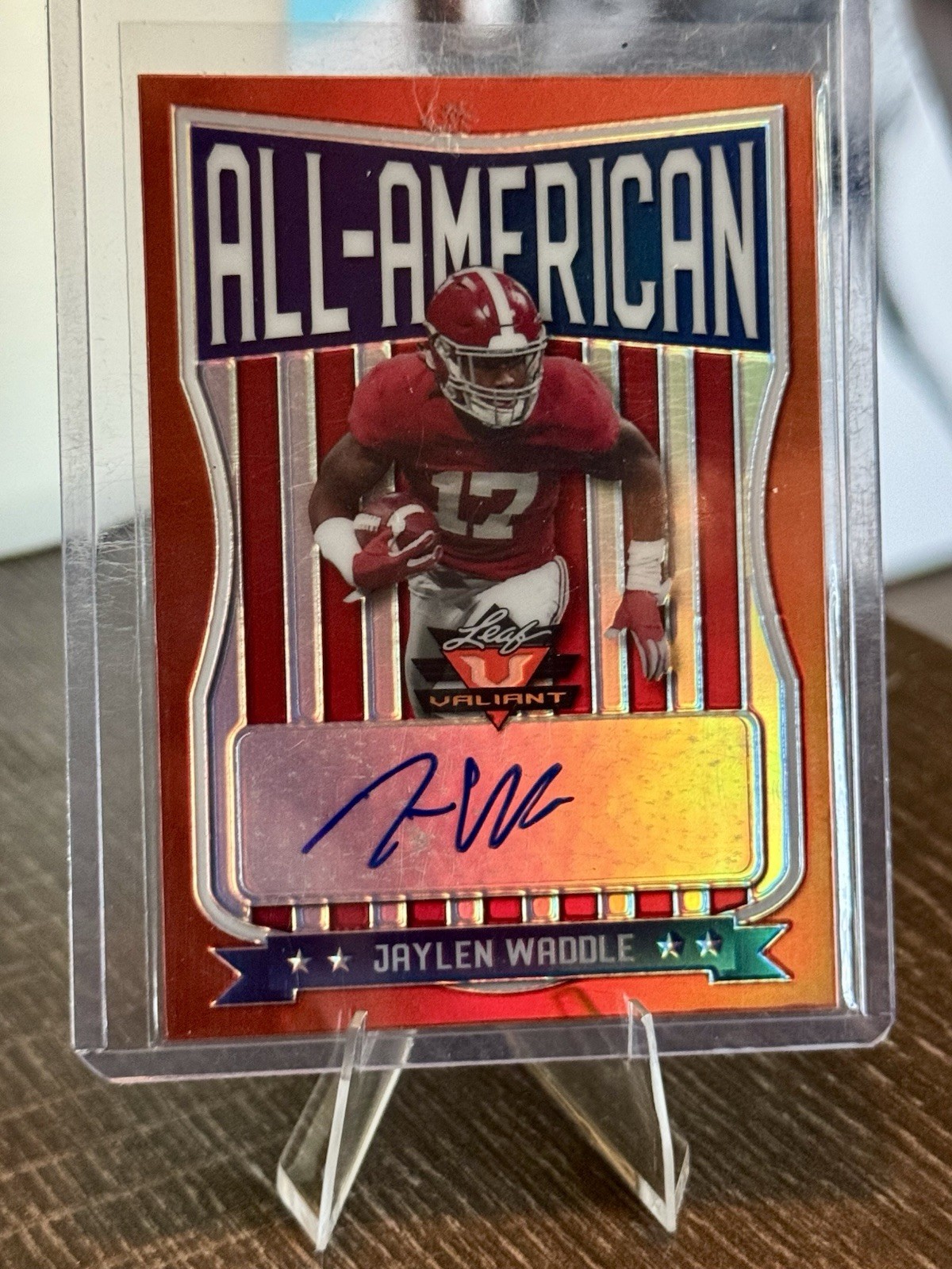 Jaylen Waddle Leaf Valiant All-American Autographs #JW1 Orange