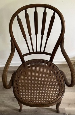 Vintage Bentwood Cane Seat Armchair Thonet Style Vienna Cafe Chair