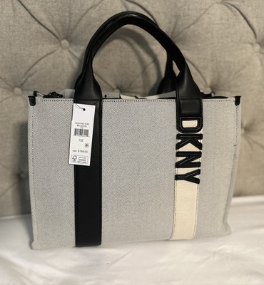 DKNY Holly Large Tote Natural Black Travel Bag With Adjustable Strap NWT $188
