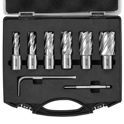 Annular Cutter Set, 6 pcs Weldon Shank Mag Drill Bits, 1/2'' to 1-1/16'' Cutting D