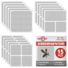 15 Sheets Window Screen Patches Repair Kit, Gray 3 Sizes Fiberglass