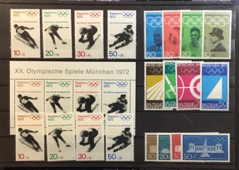 GERMANY OLYMPICS (SEMI-POSTAL SETS & S/ SHEET). ‘68 - 69, ‘72.   (See scans)