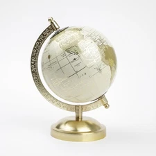 Mainstays Cream and Gold 5.75" x 8" x 5" Tabletop Decorative Globe New