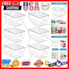 6 Pack Clear Stackable Storage Bins with Lids, Large Plastic Containers with ...