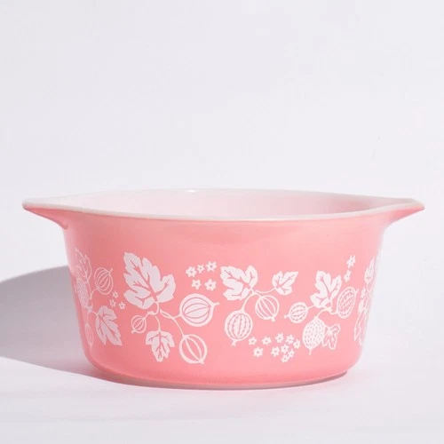 Vintage Pyrex Pink Gooseberry Casserole Dish 473 1QT MCM Opal Glass 1957-62 USA