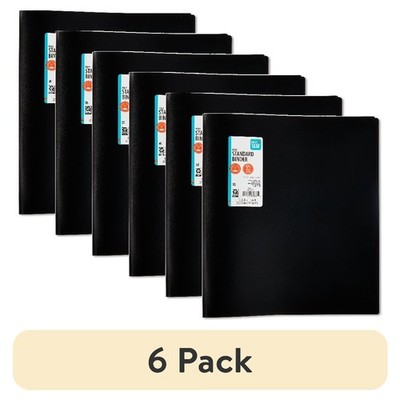 (6 pack) Poly Standard 1'' Round-Ring Binder, Black