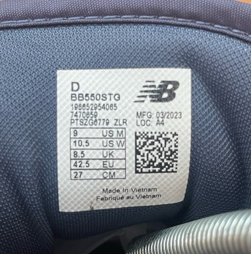 Scarpe uomo taglia 9 New Balance 550 bianche vintage indaco BB550STG Dunk 2023 - Foto 9 di 9
