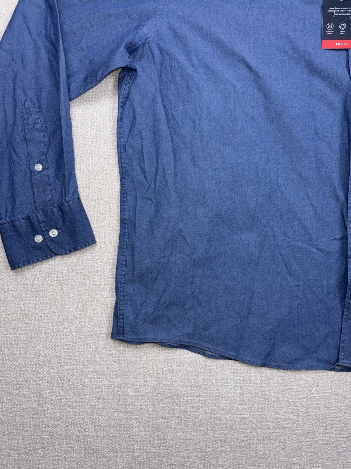 Tommy Hilfiger men’s Th Flex Stretch Bottom Up dress shirt size 2 XL Blue thumbnail 4