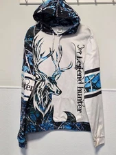 Men's ZOOTOP GEAR White Blue Black Camo Deer Graphic Hoodie L