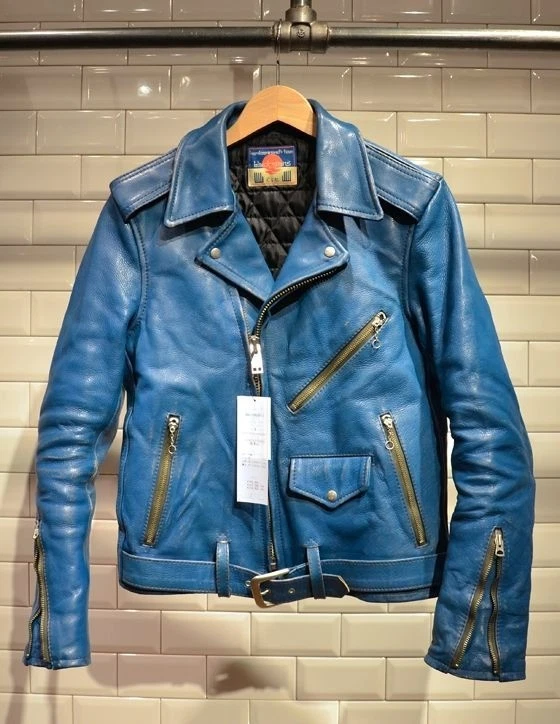 New Black & Blue Motorcycle Leather Jacket Sheep Skin Jacket for Function Party