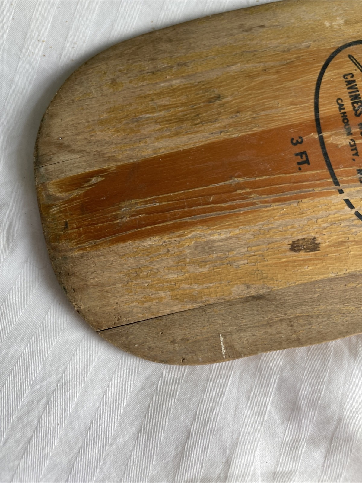 VTG Feather Brand Paddle Canoe Oar Caviness USA 36” Wood Weathered Lake Decor