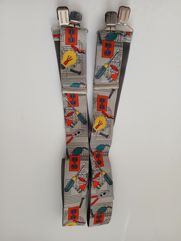 Men's Suspenders Heavy Duty Rugged Electrician Handyman Themed Colorful ...
