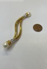 Vintage Avon Gold Tone Faux Pearl Rhinestone Twisted Bar Brooch 13.6g — photo 4