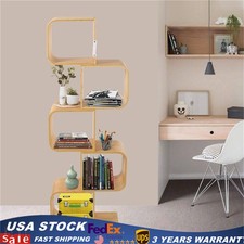5-Tier Bookshelf Geometric S-Shaped Bookcase Room Divider Storage Display Shelf