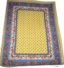 French Country Yellow Floral Border Brilliant Colors Size 52 x68 Tablecloth