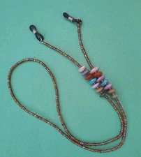 Vintage Colorful ACRYLIC SEED Beaded Chain EYEGLASSES Holder
