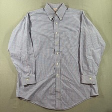 Brooks Brothers 1818 Non Iron Dress Shirt Mens 16 33 Blue Check Long Sleeve