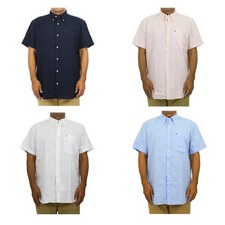 Tommy Hilfiger Regular Fit Linen Cotton Blend Button-Down Shirt with Pocket
