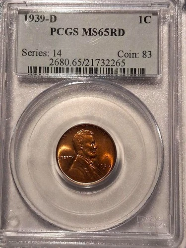 🔥1939 D LINCOLN WHEAT CENT  PCGS MS65 RD NICE!