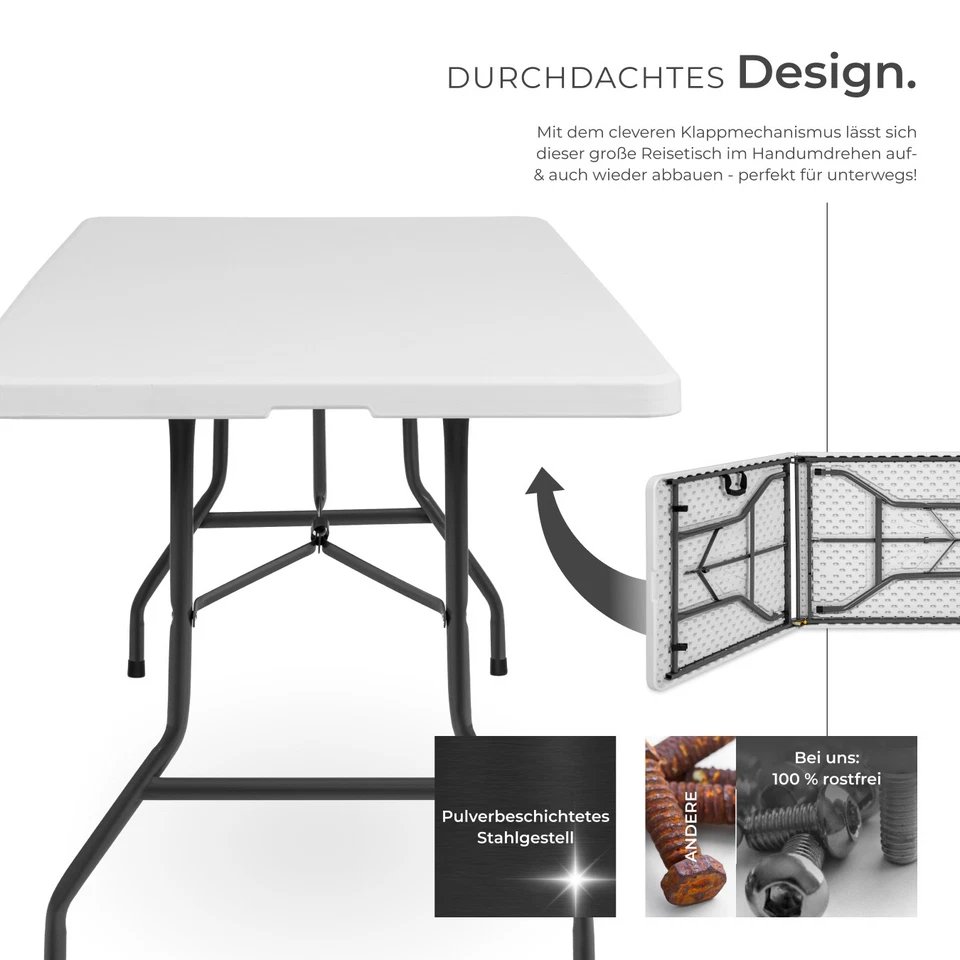 Klapptisch Buffettisch Garten Tisch Esstisch Klappbar Campingtisch 8 Personen - Bild 4 von 4