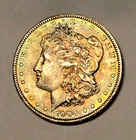 1904 O Morgan Dollar TRUE RAINBOW FULLY SPECKLED TONED OBV/REV GENUINE Gem RARE