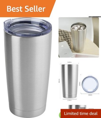 20oz Insulated Stainless Steel Tumbler - Durable Travel Mug with Lid, Straw