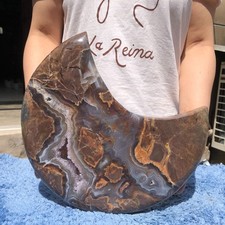 7.9LB Natural volcanic agate Quartz crystal hand Carved moon Reiki healing